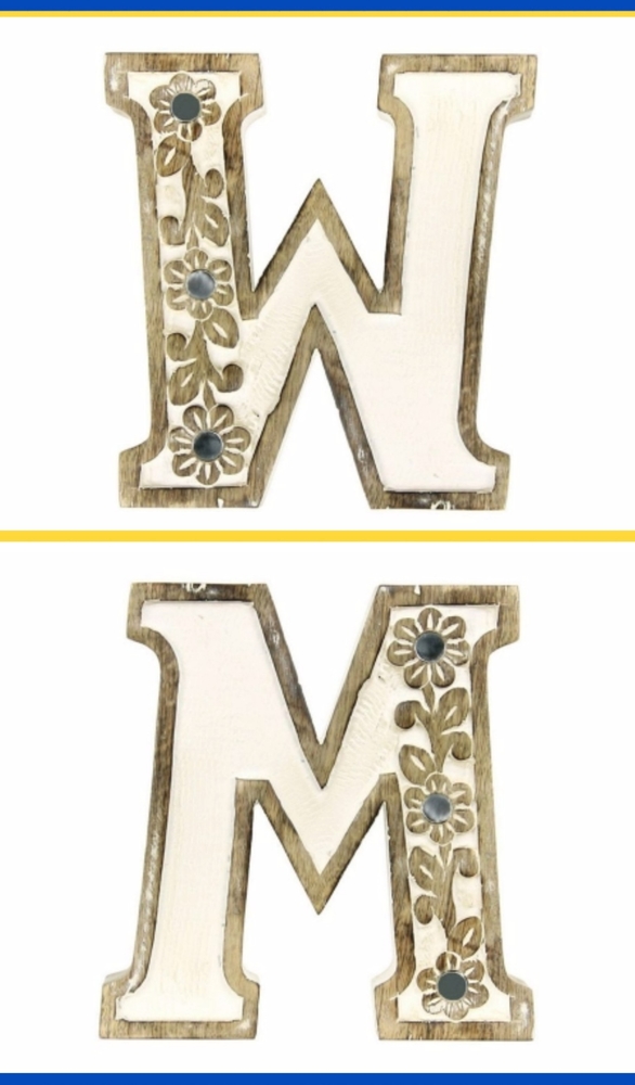 Albion Carved Wood M/W Letter Initial Home Decor